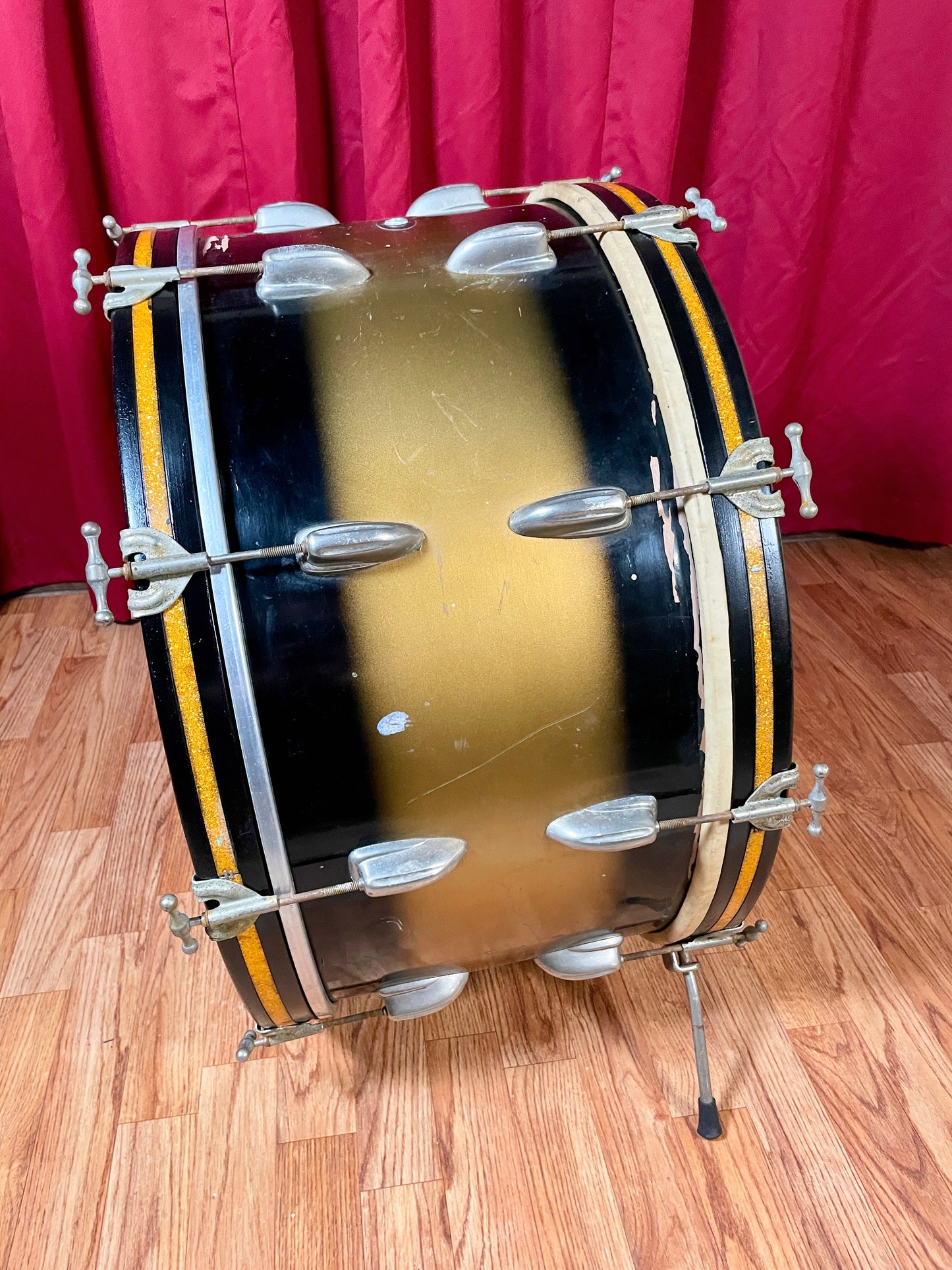 1950s Slingerland 12x24 Radio King Bass Drum Black Gold Duco