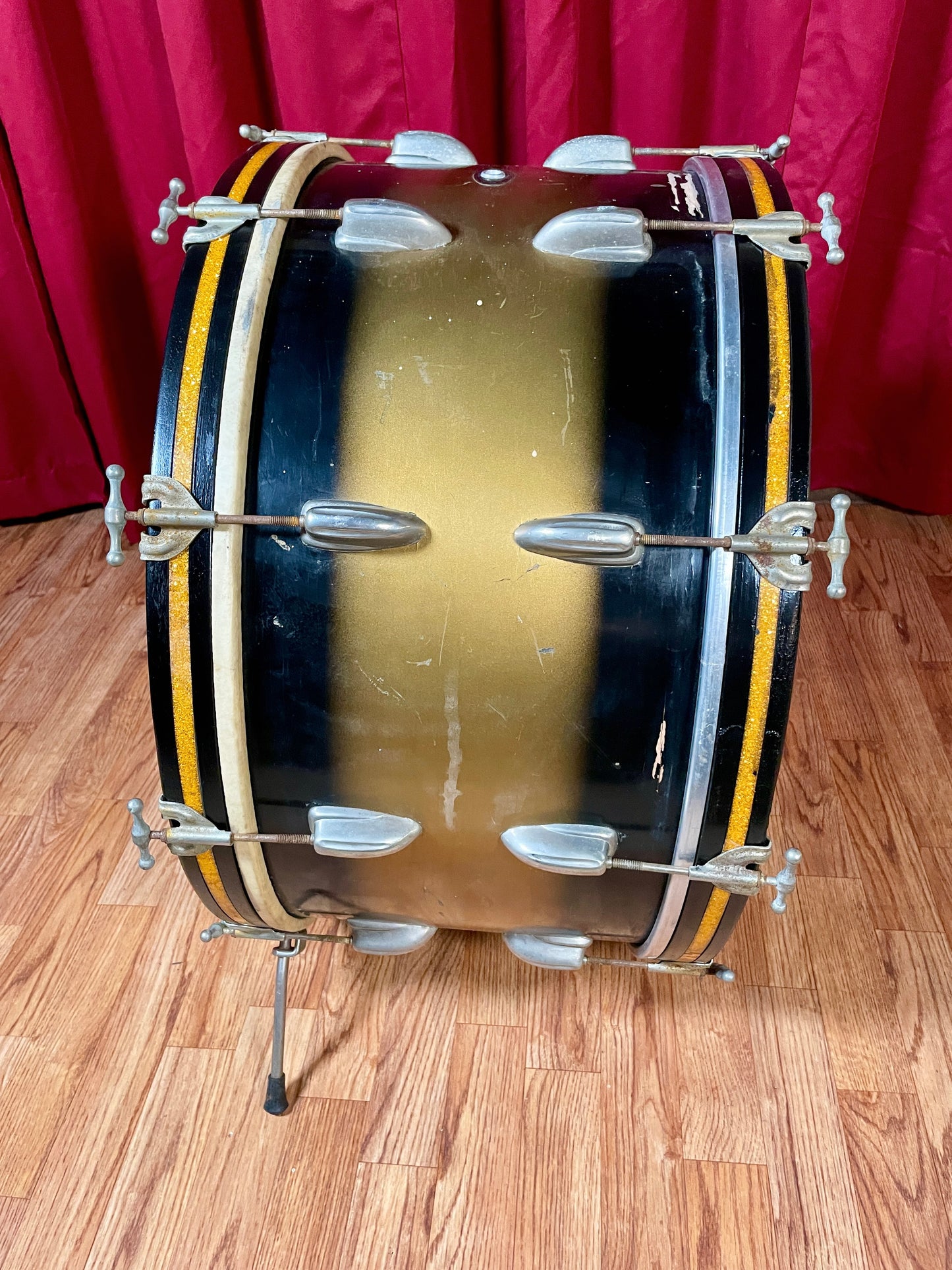 1950s Slingerland 12x24 Radio King Bass Drum Black Gold Duco