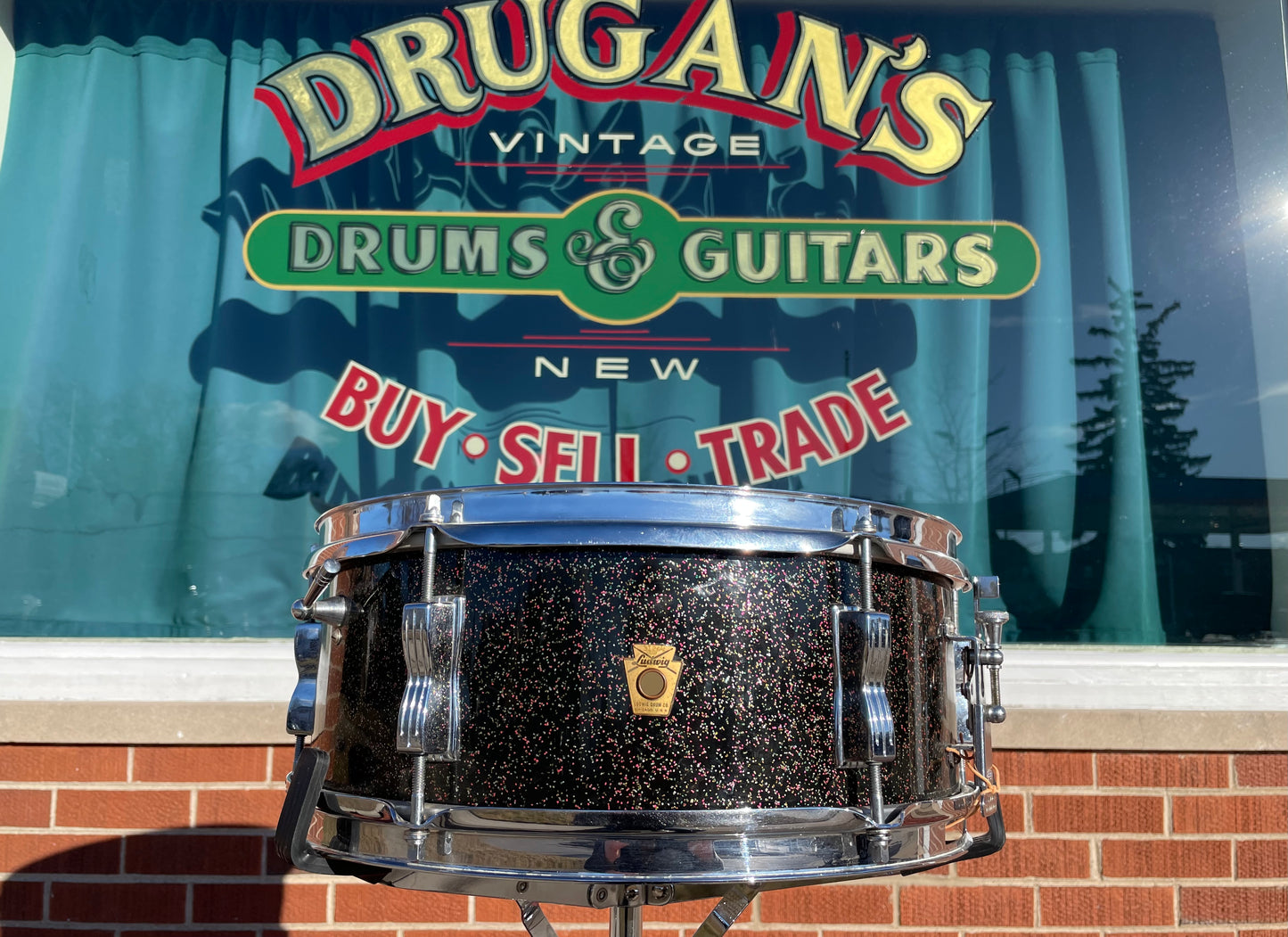 1964 Ludwig 5x14 No. 491 Pioneer Snare Drum Black Galaxy Sparkle Chrome