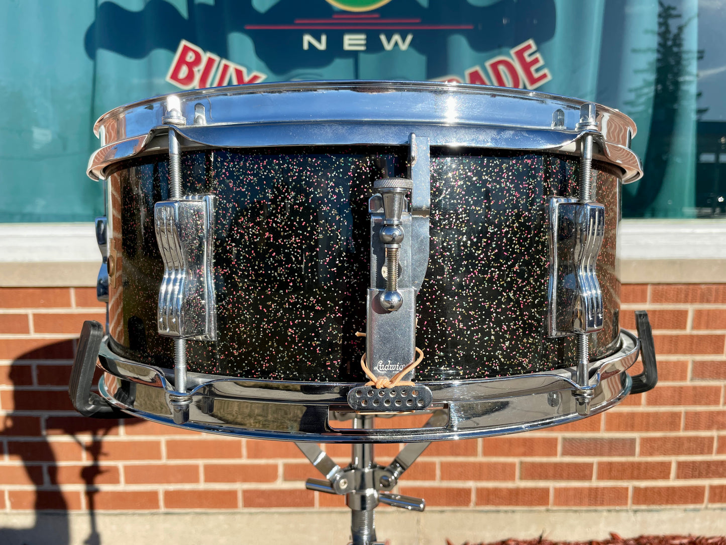 1964 Ludwig 5x14 No. 491 Pioneer Snare Drum Black Galaxy Sparkle Chrome