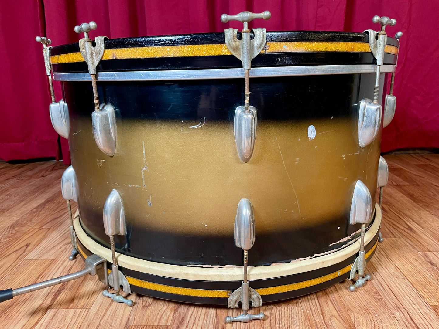 1950s Slingerland 12x24 Radio King Bass Drum Black Gold Duco