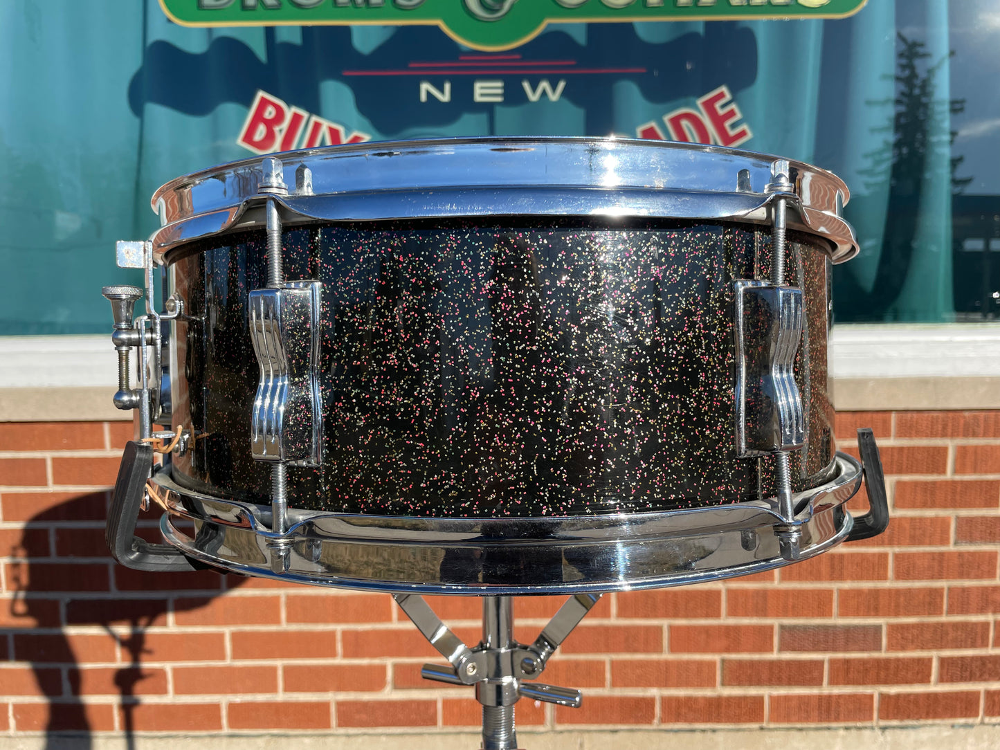 1964 Ludwig 5x14 No. 491 Pioneer Snare Drum Black Galaxy Sparkle Chrome