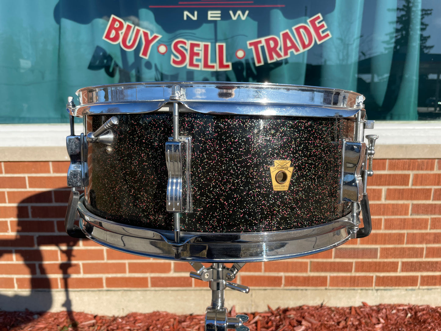 1964 Ludwig 5x14 No. 491 Pioneer Snare Drum Black Galaxy Sparkle Chrome