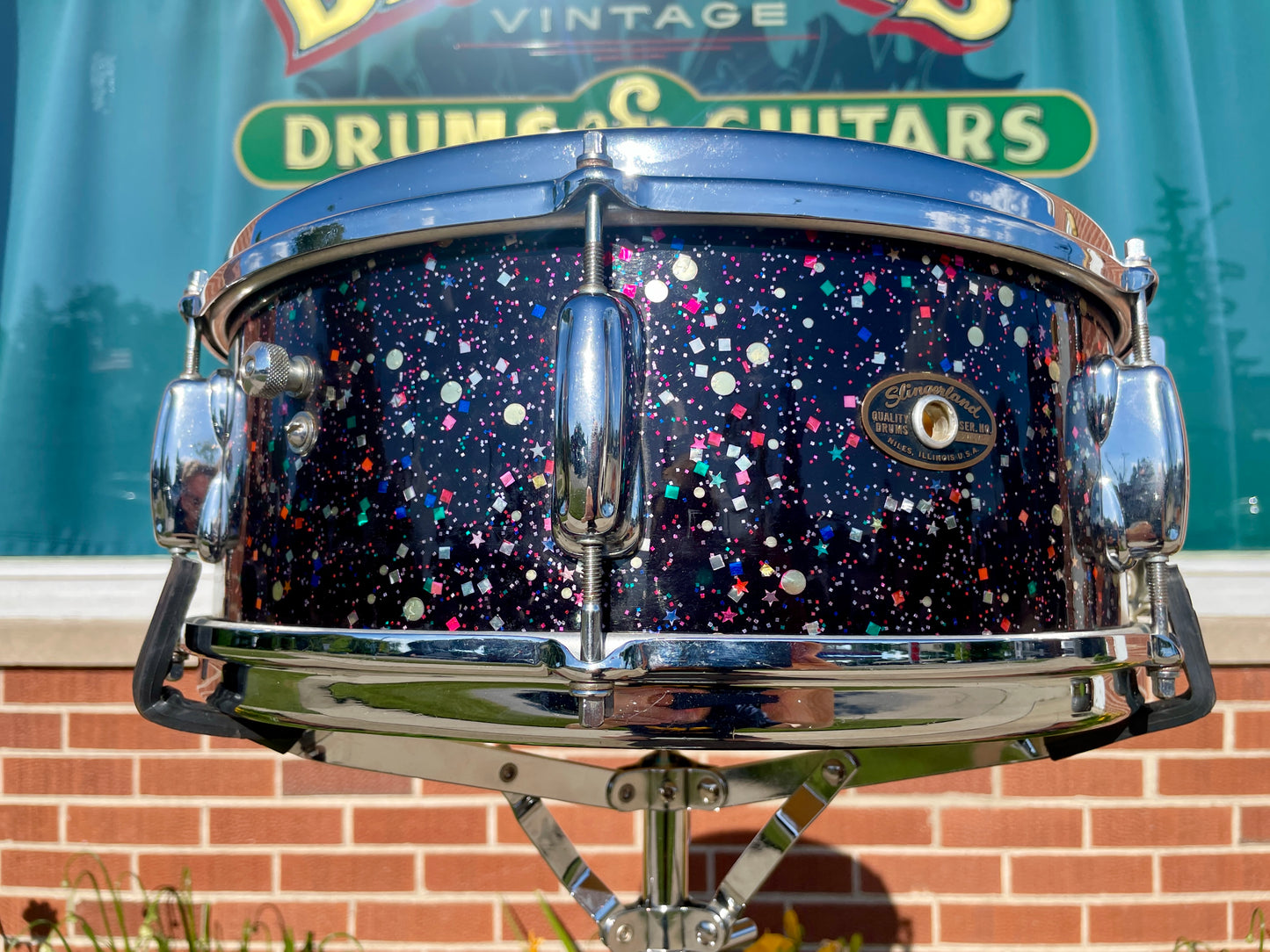 1963 Slingerland No. 161 Deluxe Student Model 5.5x14 Snare Drum Mardi Gras Pearl