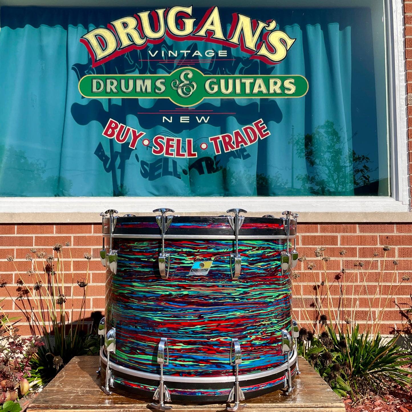 1970s Ludwig 14x22 Virgin Bass Drum Psychedelic Red