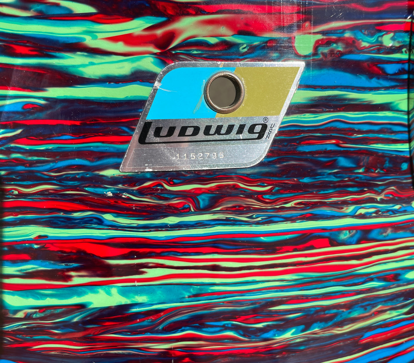 1970s Ludwig 14x22 Virgin Bass Drum Psychedelic Red