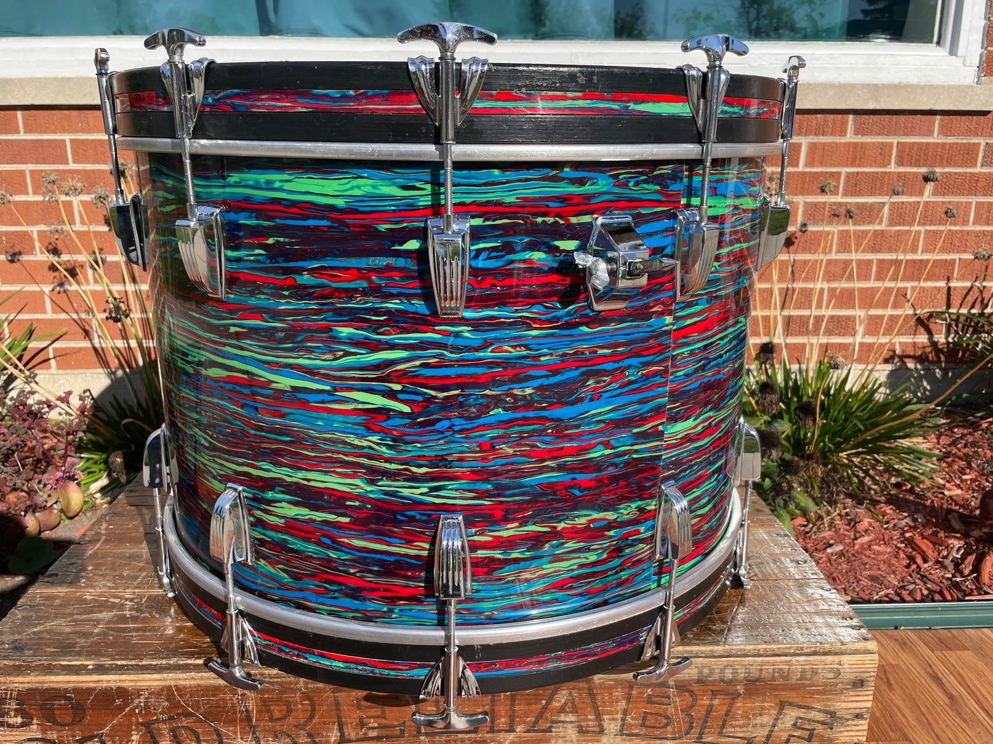 1970s Ludwig 14x22 Virgin Bass Drum Psychedelic Red