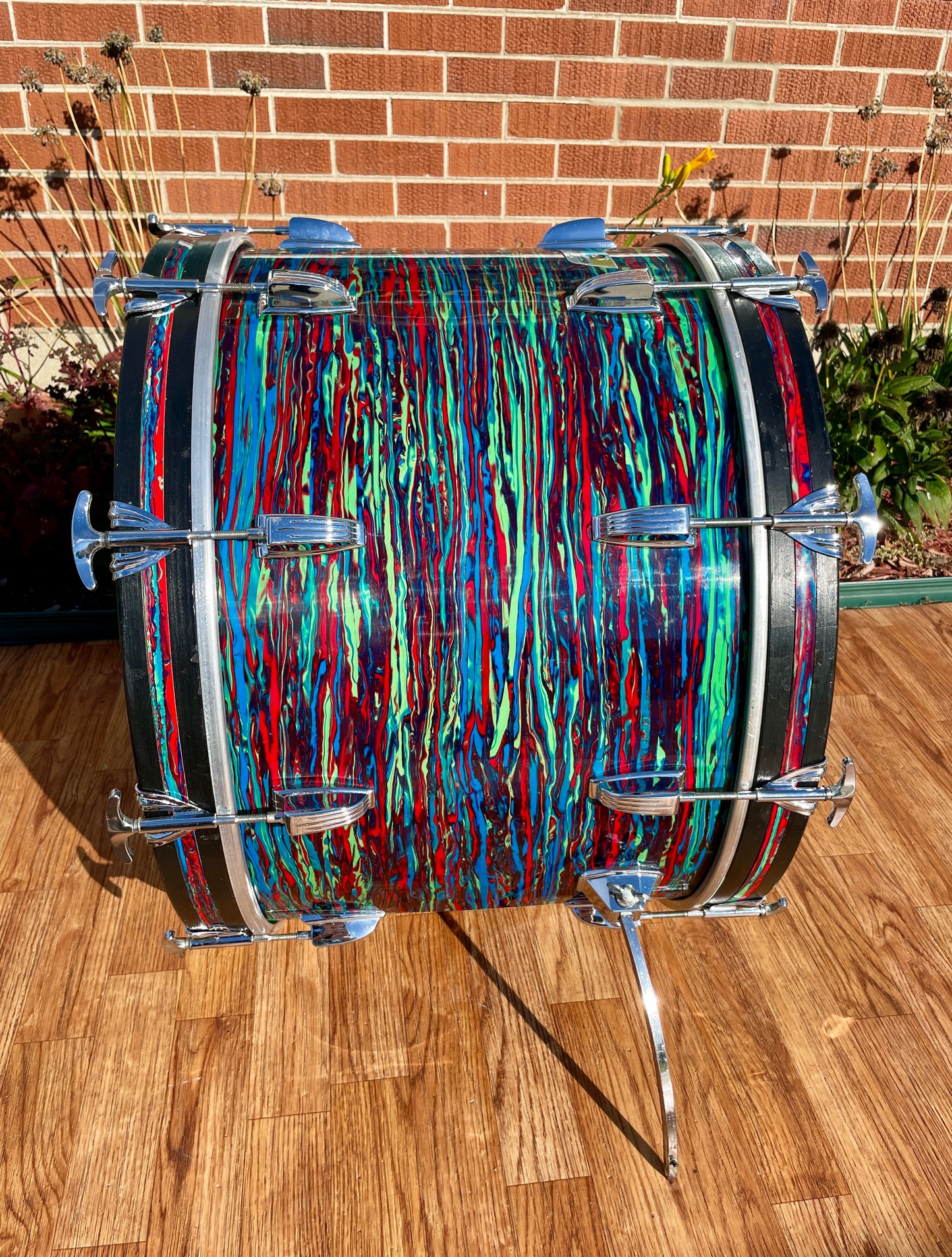 1970s Ludwig 14x22 Virgin Bass Drum Psychedelic Red