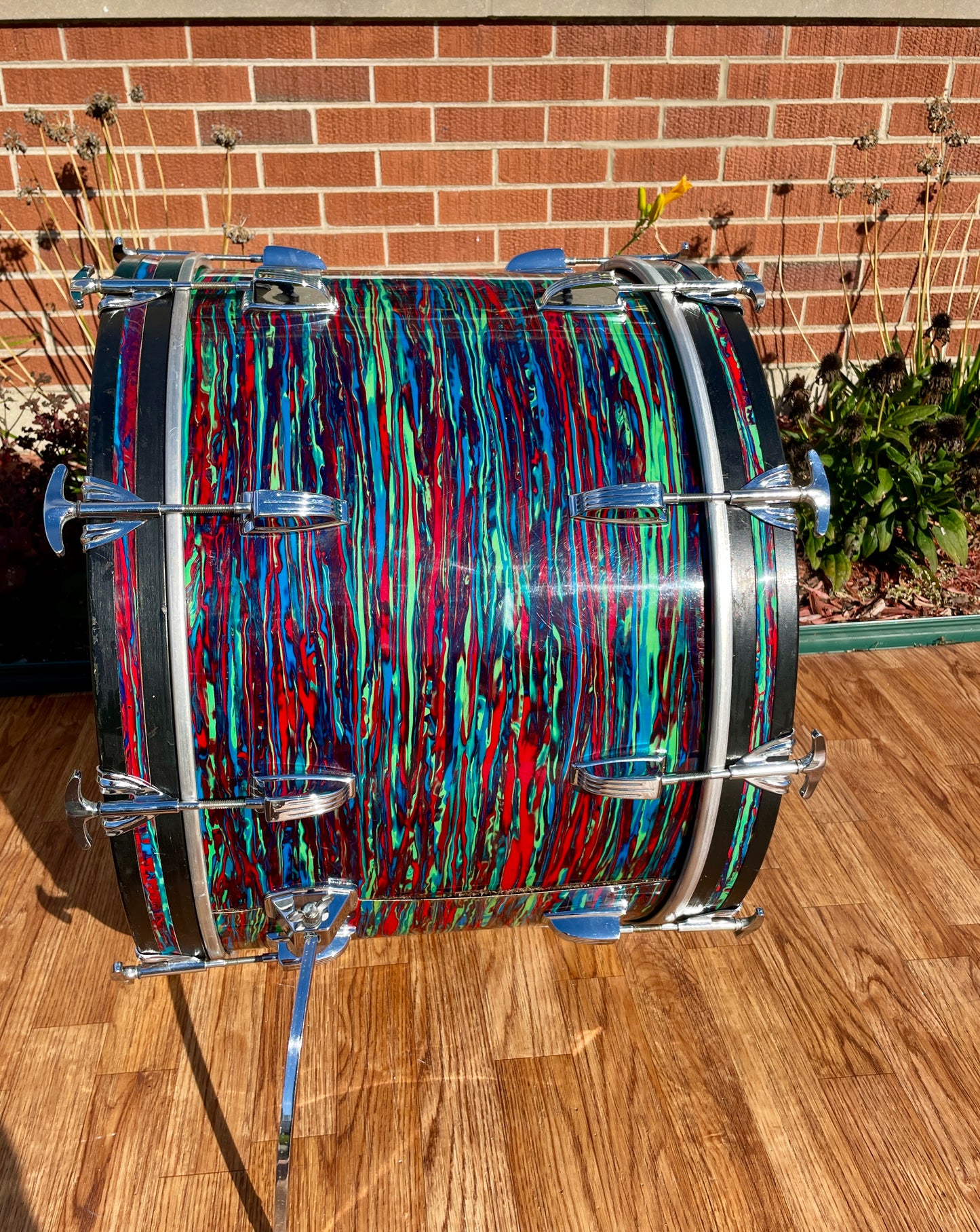 1970s Ludwig 14x22 Virgin Bass Drum Psychedelic Red