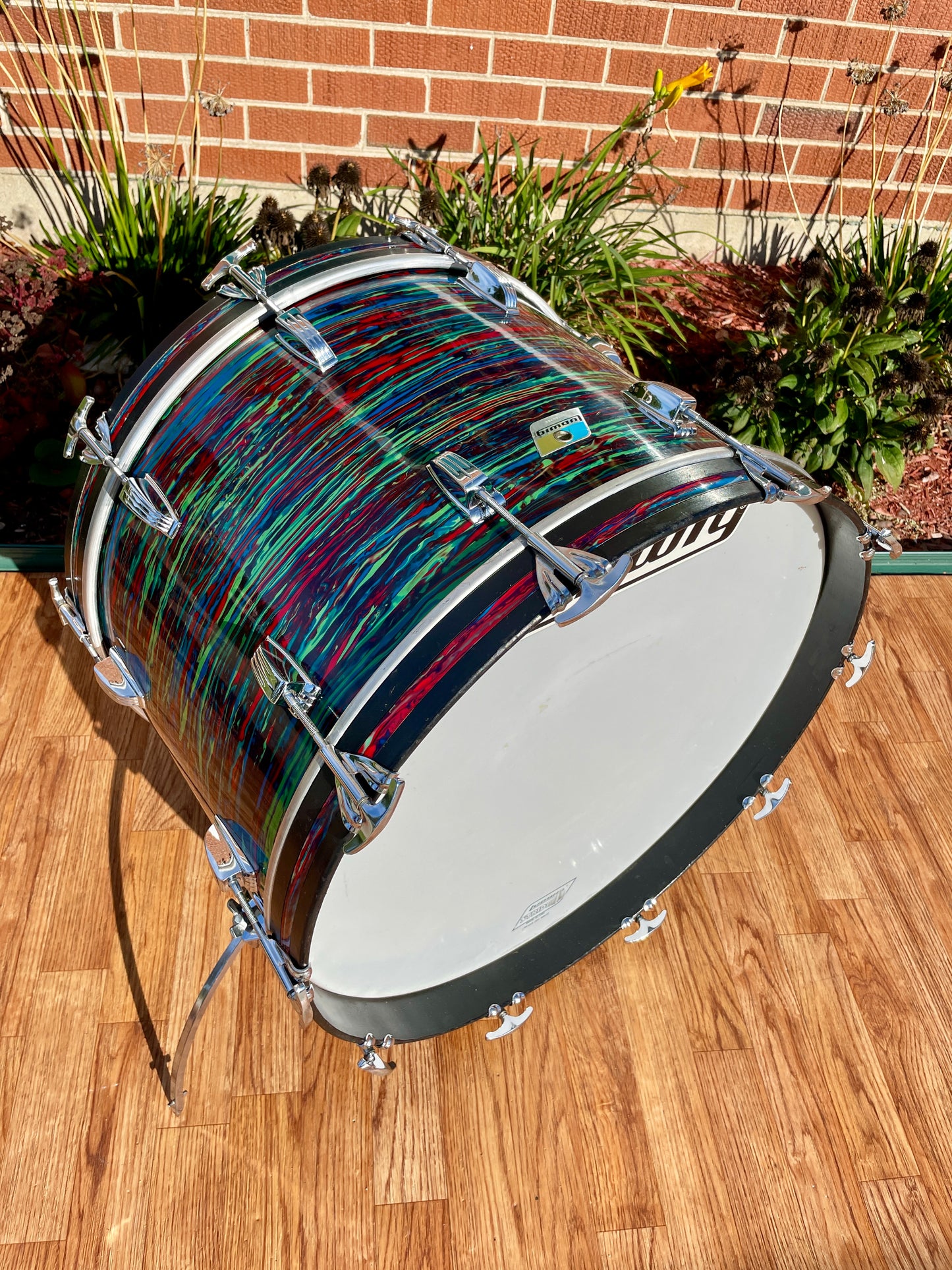 1970s Ludwig 14x22 Virgin Bass Drum Psychedelic Red