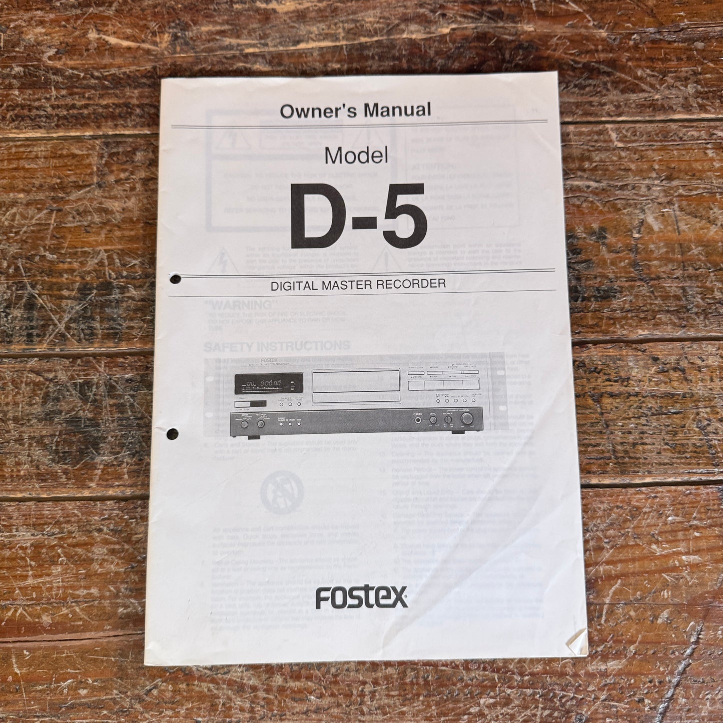 Fostex D-5 Digital Audio Tape Master Recorder DAT w/ Manual