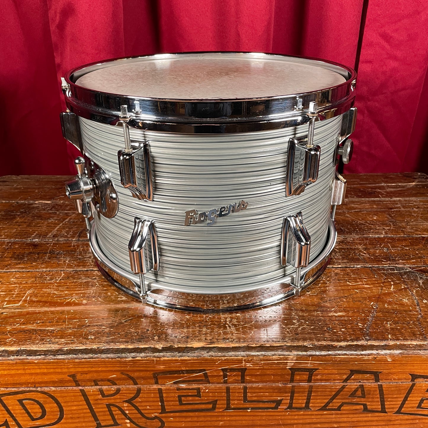 1960s Rogers Holiday 8x12 Tom Drum Steel Gray Ripple Pearl Cleveland