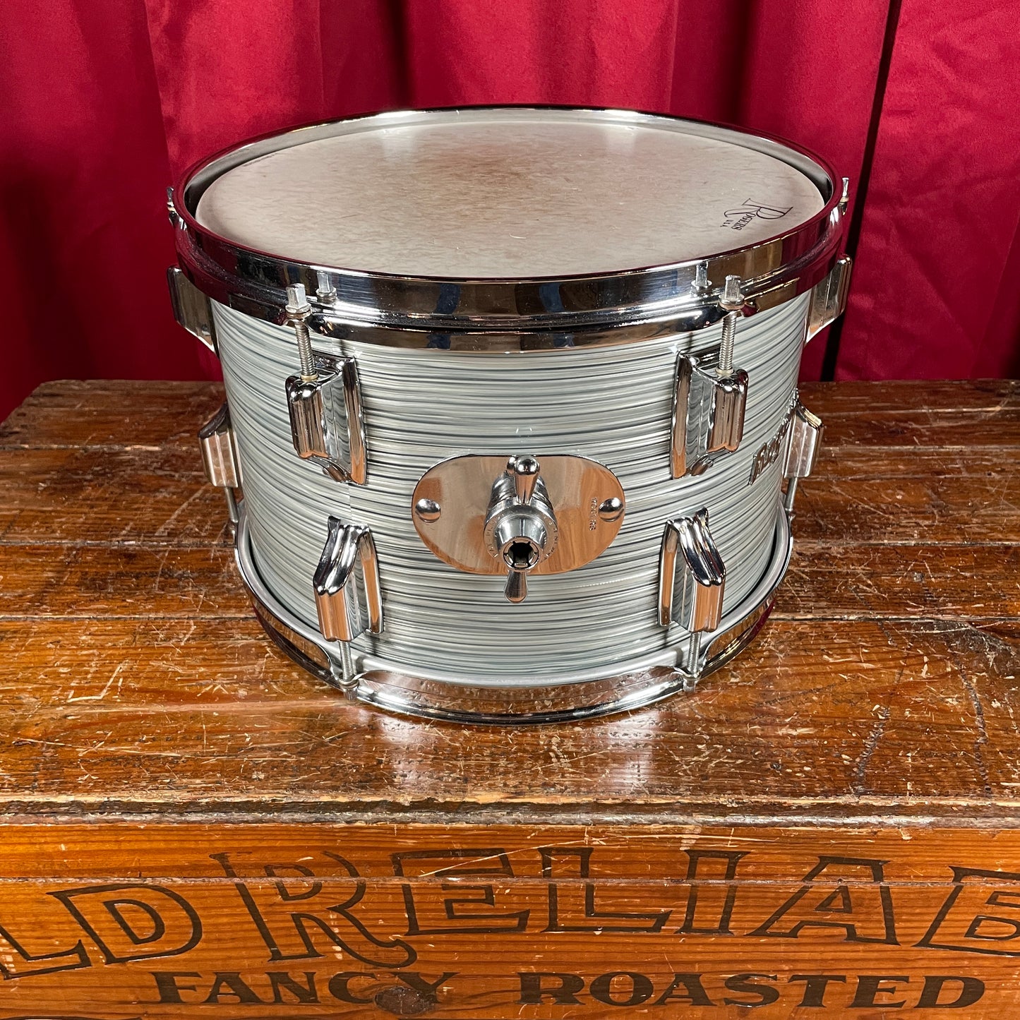 1960s Rogers Holiday 8x12 Tom Drum Steel Gray Ripple Pearl Cleveland