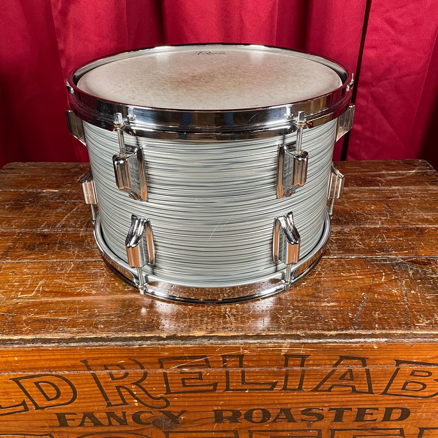 1960s Rogers Holiday 8x12 Tom Drum Steel Gray Ripple Pearl Cleveland