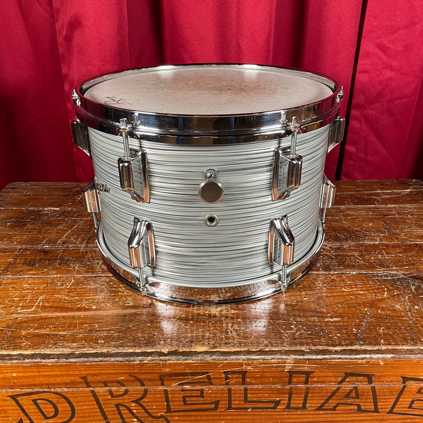 1960s Rogers Holiday 8x12 Tom Drum Steel Gray Ripple Pearl Cleveland