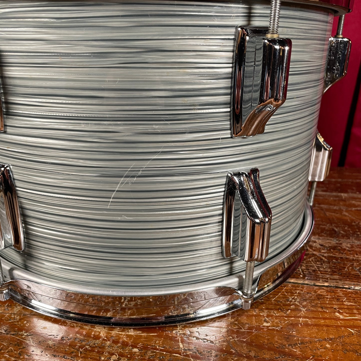 1960s Rogers Holiday 8x12 Tom Drum Steel Gray Ripple Pearl Cleveland