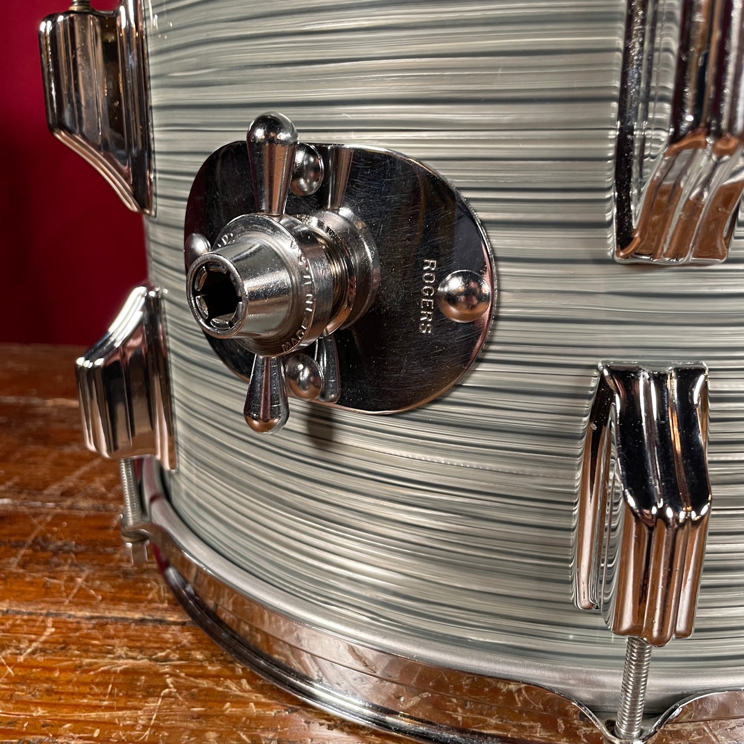1960s Rogers Holiday 8x12 Tom Drum Steel Gray Ripple Pearl Cleveland