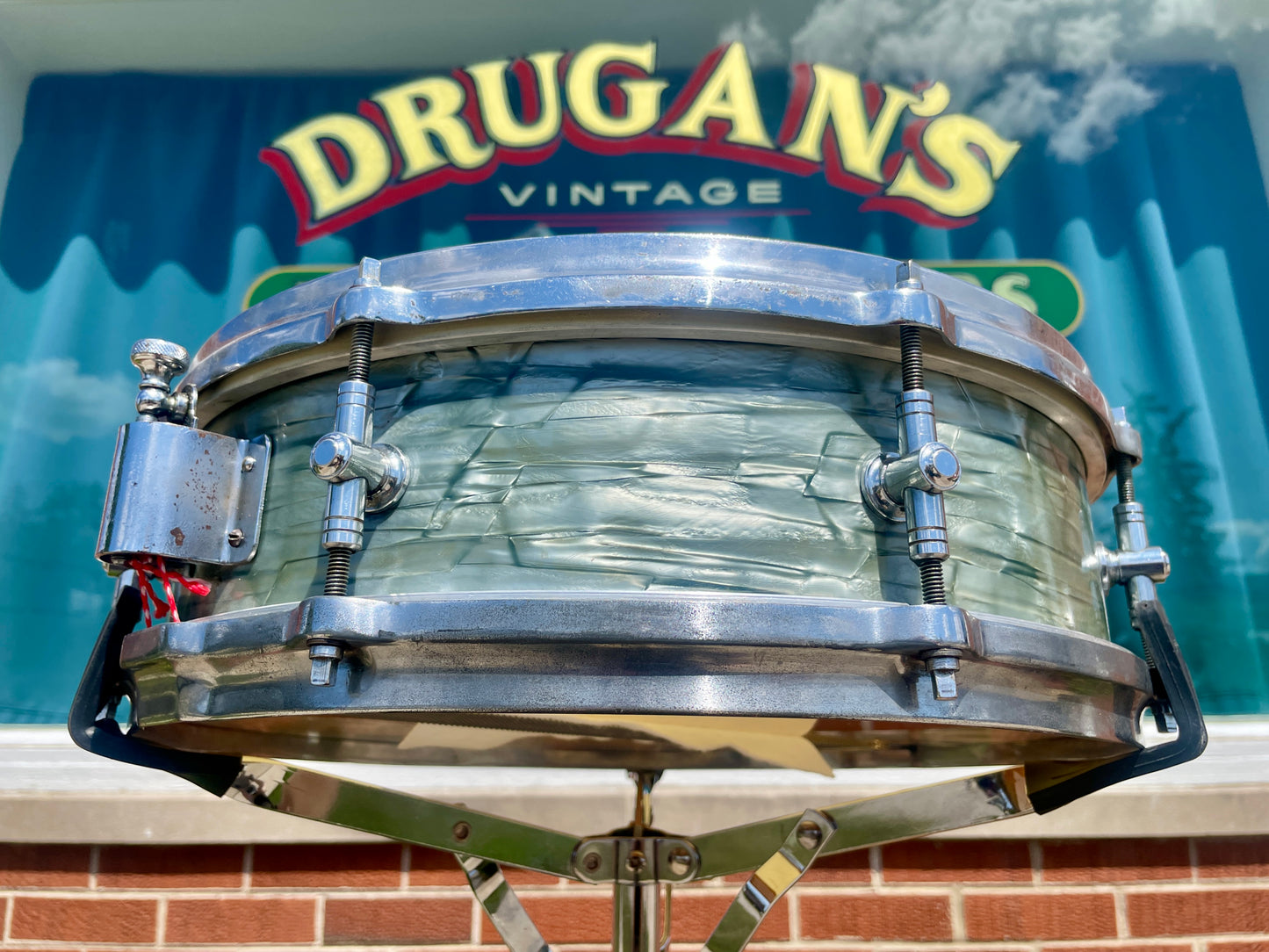 1950 Gretsch 4x14 Max Roach Progressive Jazz Snare Drum Gladstone Lugs Sky Blue Pearl