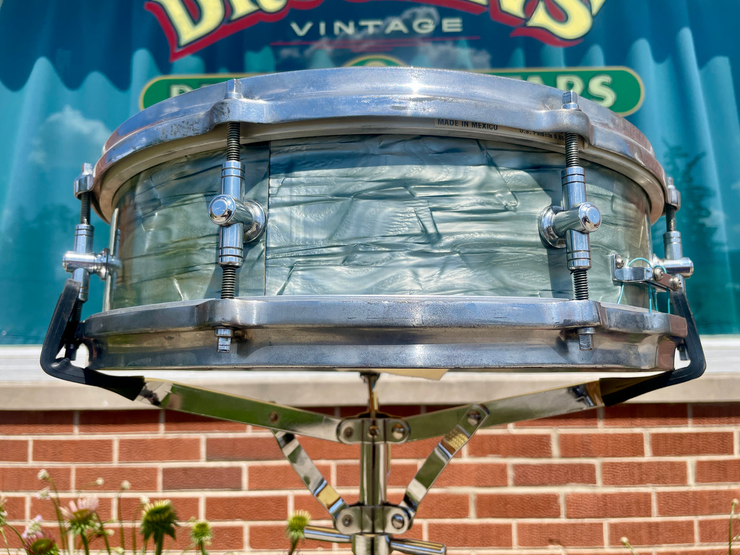 1950 Gretsch 4x14 Max Roach Progressive Jazz Snare Drum Gladstone Lugs Sky Blue Pearl