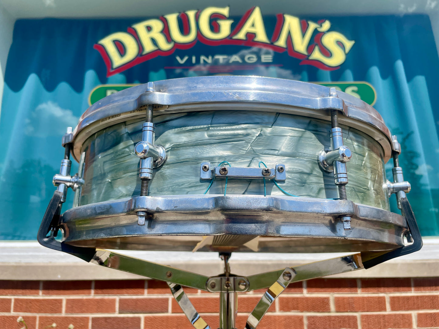1950 Gretsch 4x14 Max Roach Progressive Jazz Snare Drum Gladstone Lugs Sky Blue Pearl