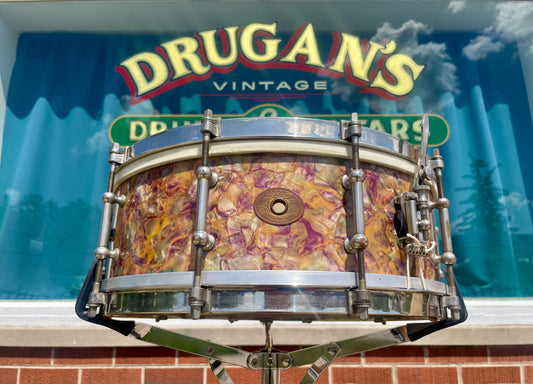 1920s Ludwig & Ludwig Standard 5x14 Solid Shell No. 22-PK Snare Drum Peacock Pearl