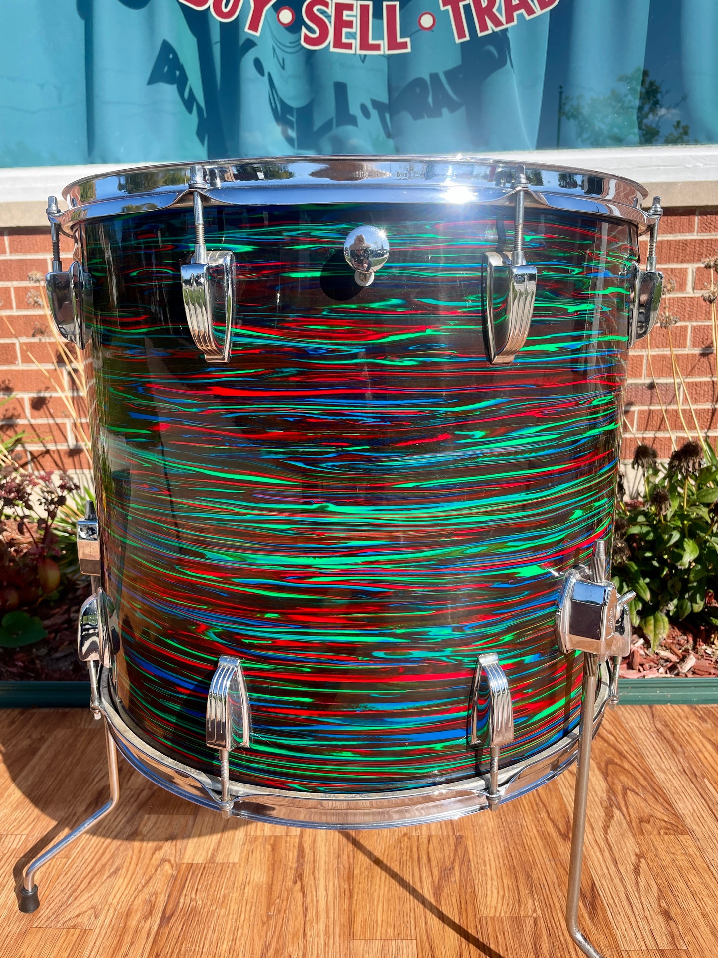 1970s Ludwig 16x18 Floor Tom Drum Psychedelic Red
