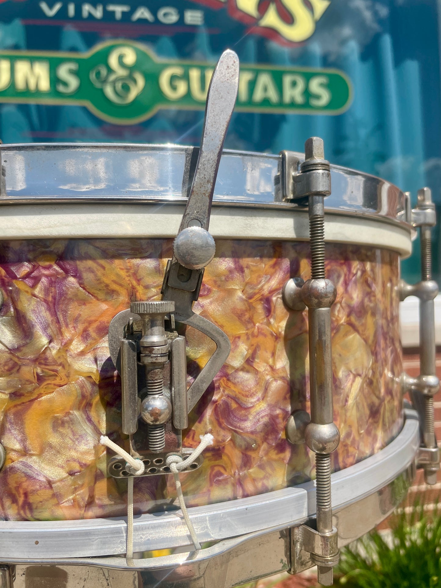 1920s Ludwig & Ludwig Standard 5x14 Solid Shell No. 22-PK Snare Drum Peacock Pearl