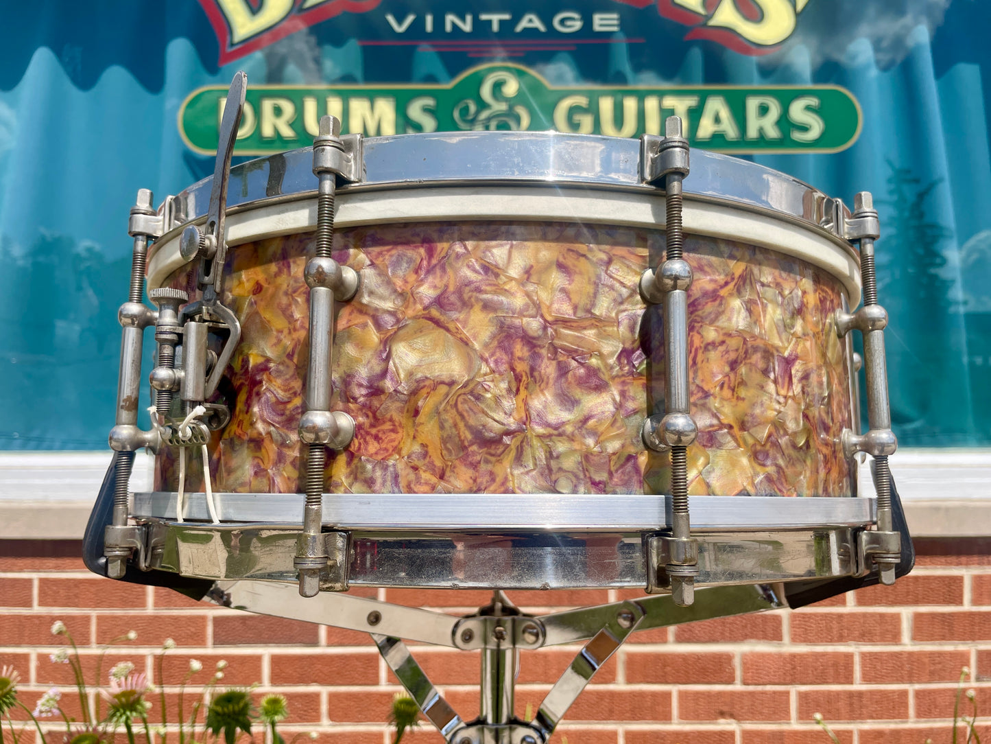 1920s Ludwig & Ludwig Standard 5x14 Solid Shell No. 22-PK Snare Drum Peacock Pearl