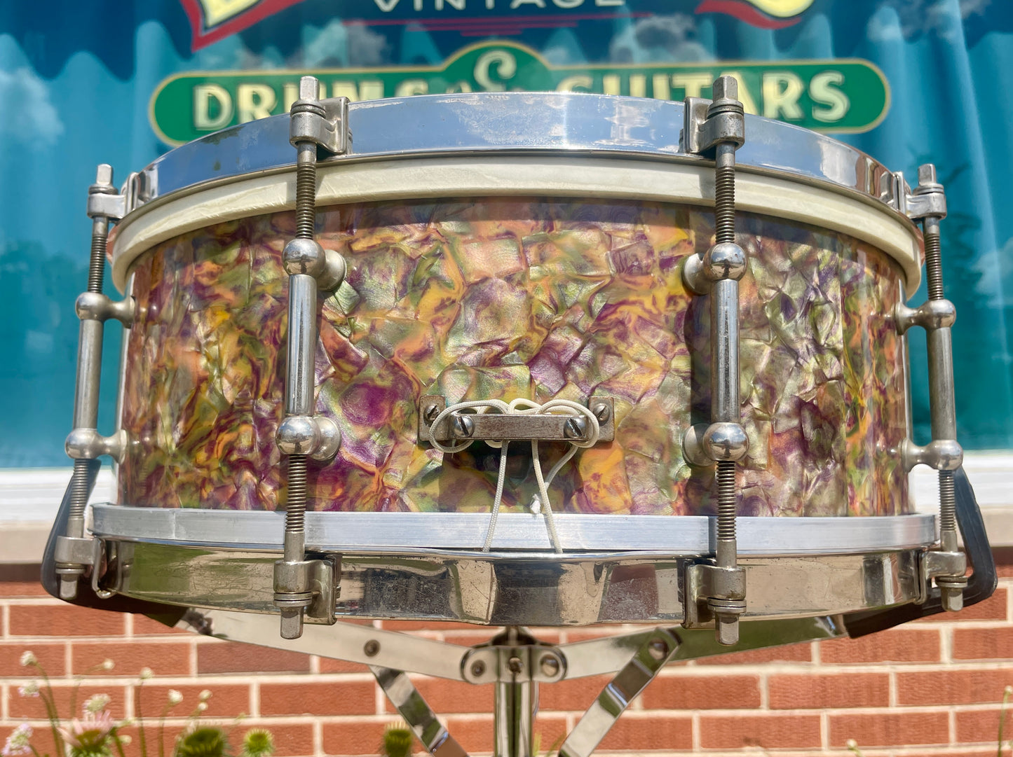 1920s Ludwig & Ludwig Standard 5x14 Solid Shell No. 22-PK Snare Drum Peacock Pearl