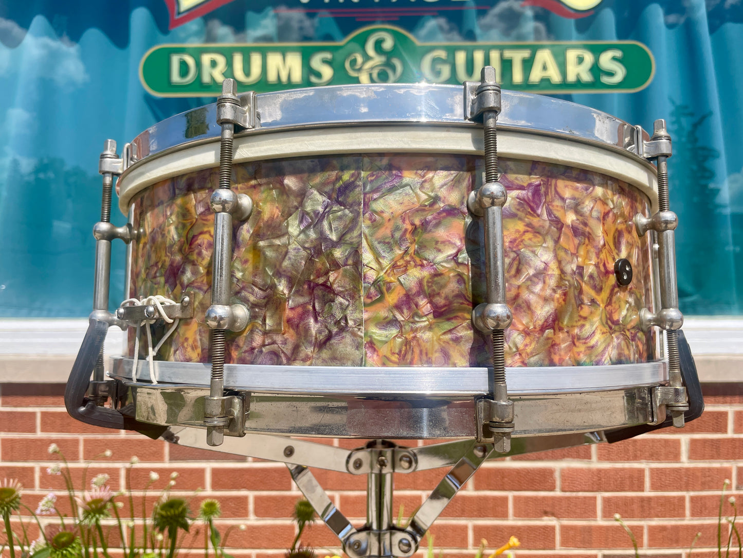 1920s Ludwig & Ludwig Standard 5x14 Solid Shell No. 22-PK Snare Drum Peacock Pearl