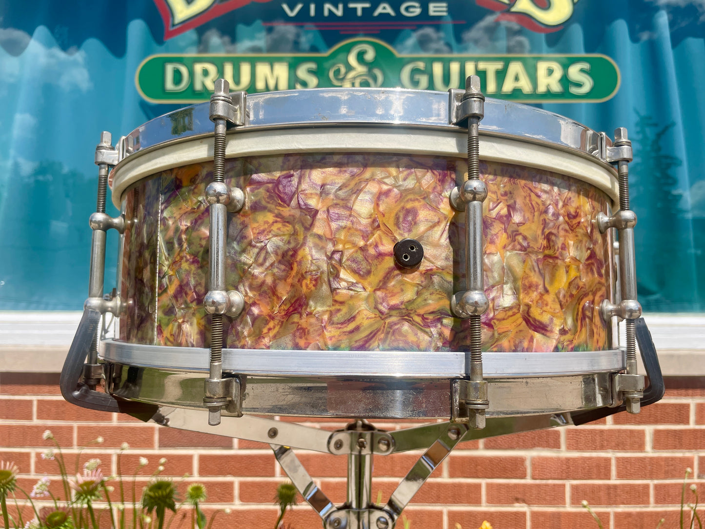 1920s Ludwig & Ludwig Standard 5x14 Solid Shell No. 22-PK Snare Drum Peacock Pearl
