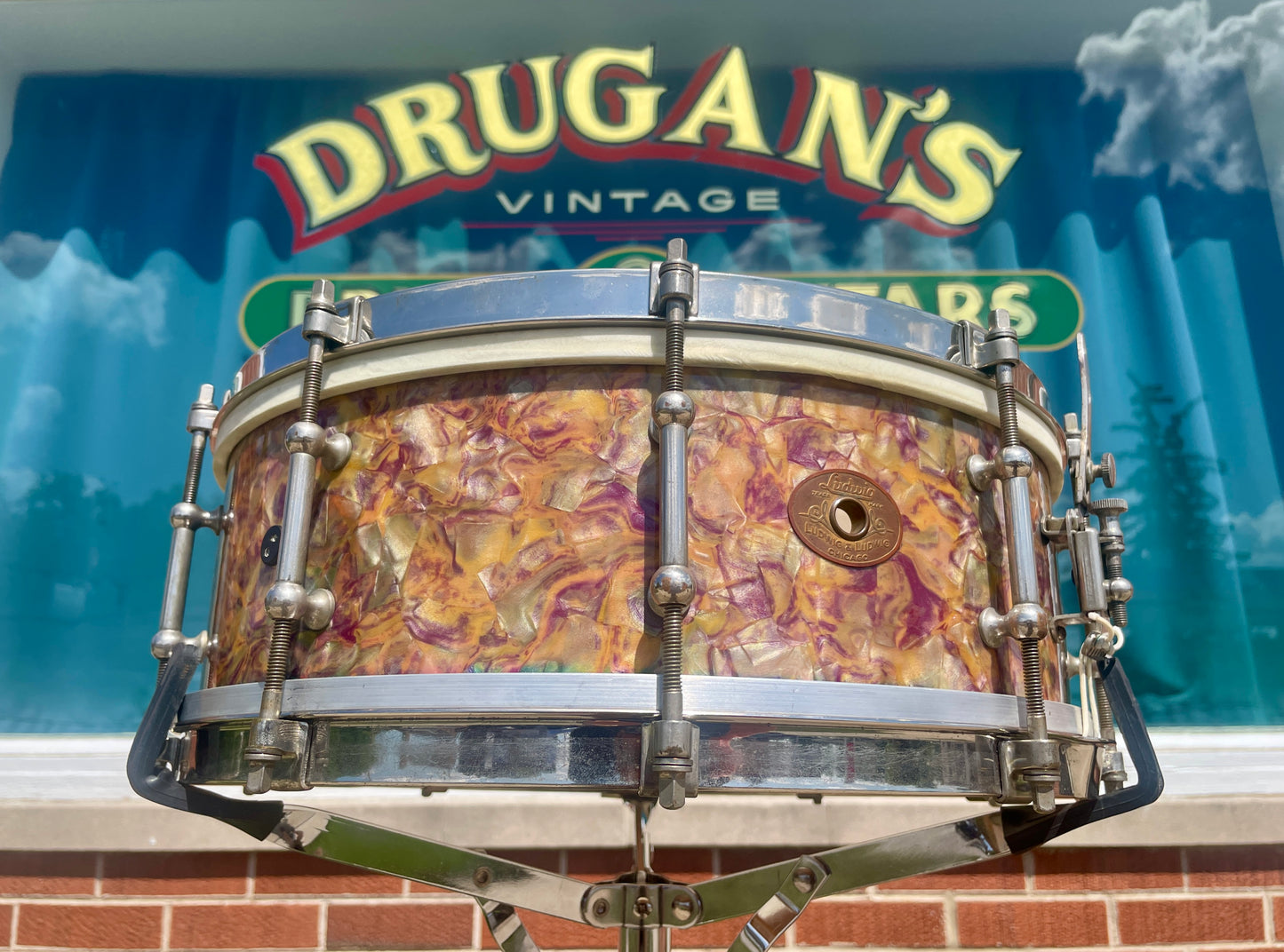 1920s Ludwig & Ludwig Standard 5x14 Solid Shell No. 22-PK Snare Drum Peacock Pearl