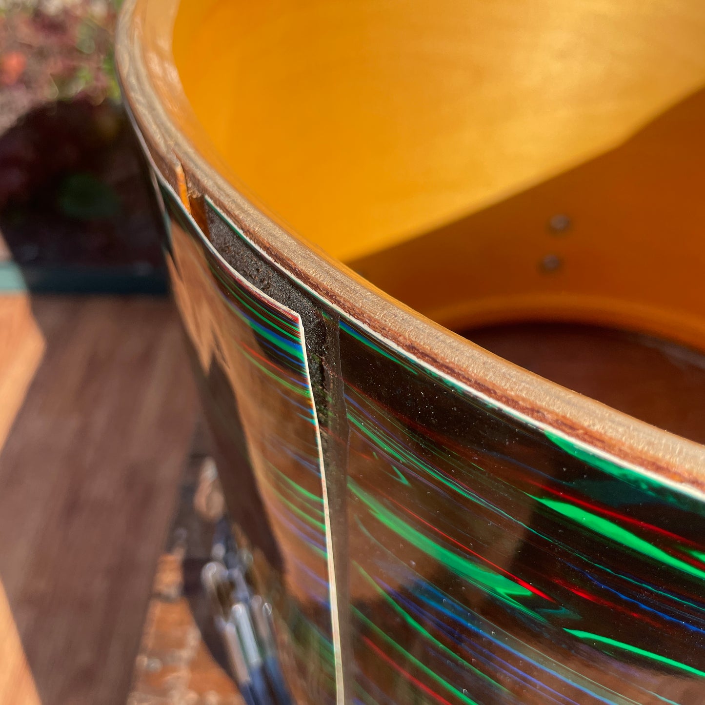 1970s Ludwig 15 & 16 Melodic Concert Tom Drums Psychedelic Red w/ Stand