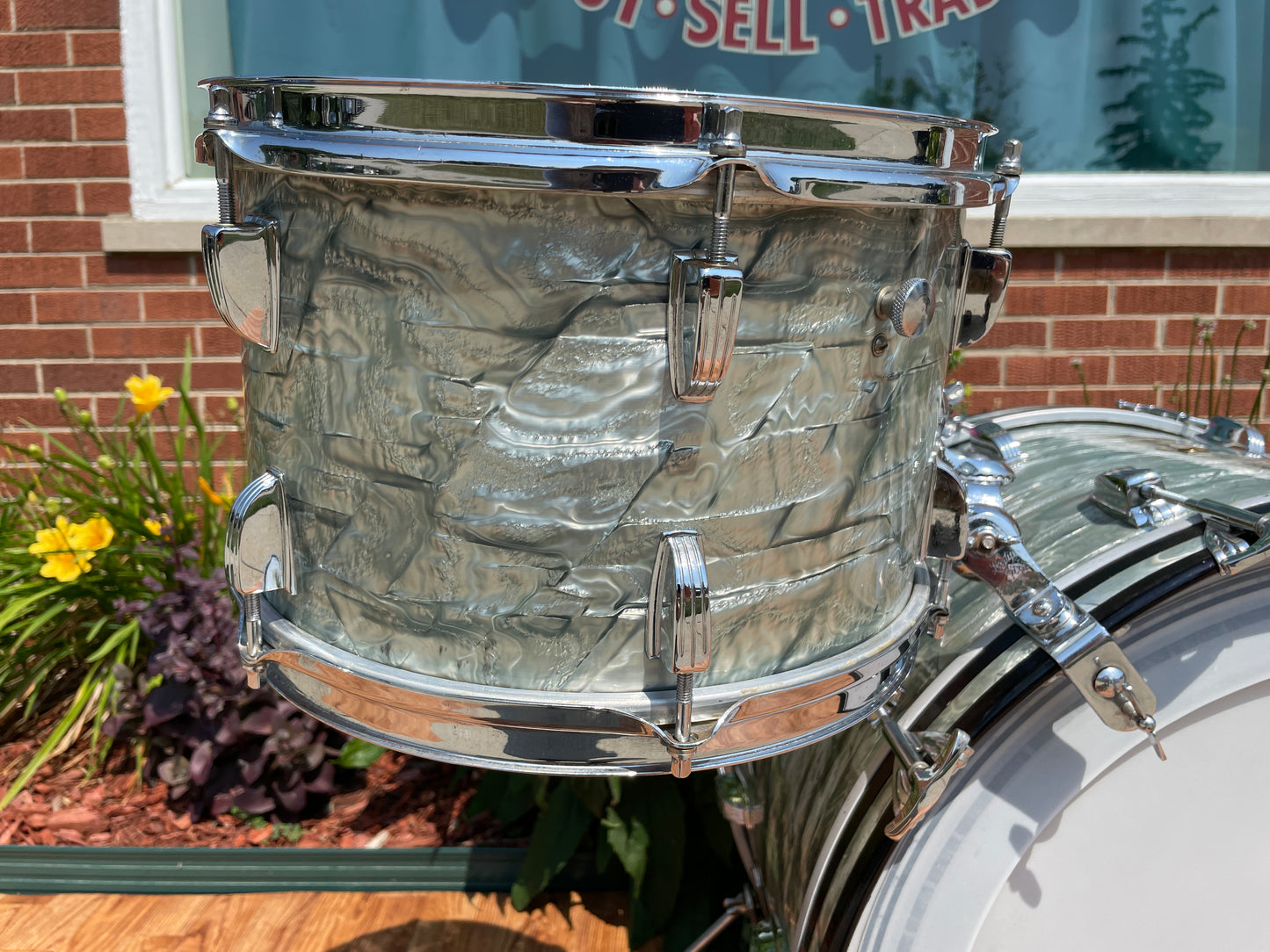1960 Ludwig 2pc Drum Set Sky Blue Pearl Trans Badge 22/12