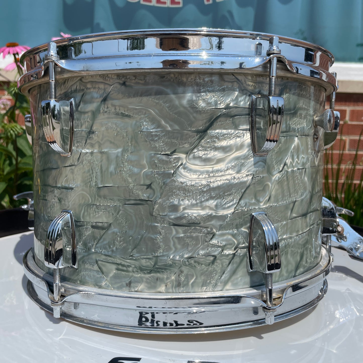 1960 Ludwig 8x12 Classic Tom Drum Single Sky Blue Pearl Trans Badge