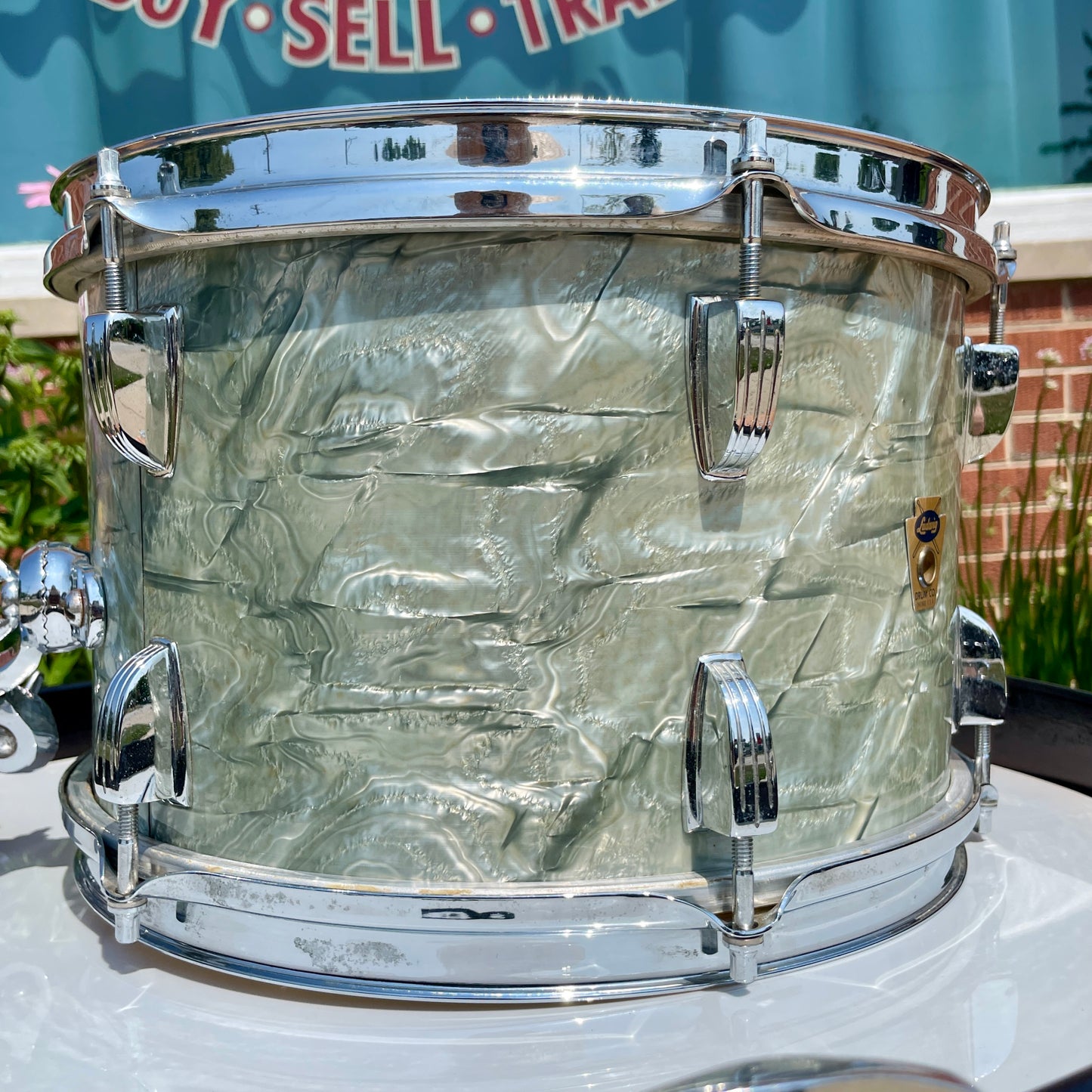1960 Ludwig 8x12 Classic Tom Drum Single Sky Blue Pearl Trans Badge