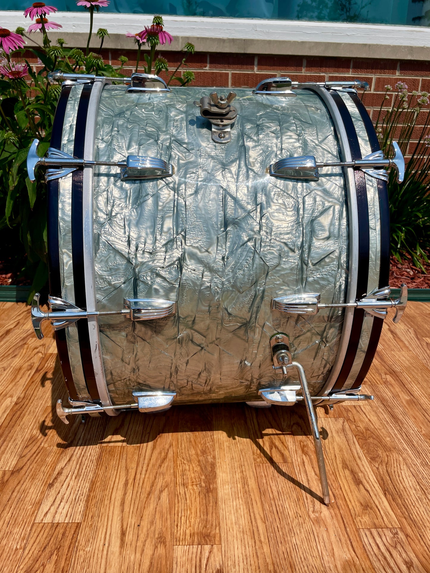 1960 Ludwig 14x22 Classic Bass Drum Sky Blue Pearl Trans Badge