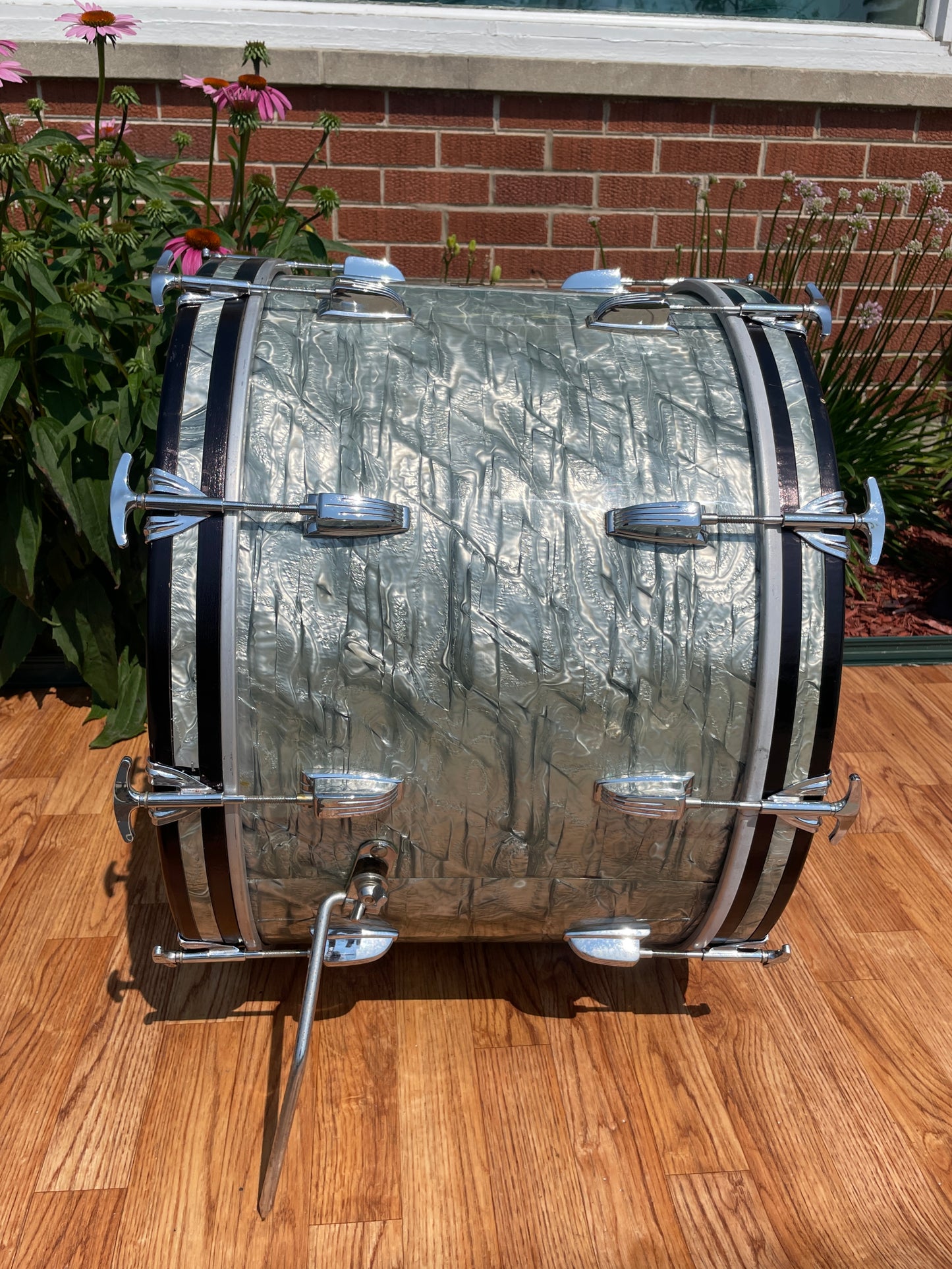 1960 Ludwig 14x22 Classic Bass Drum Sky Blue Pearl Trans Badge