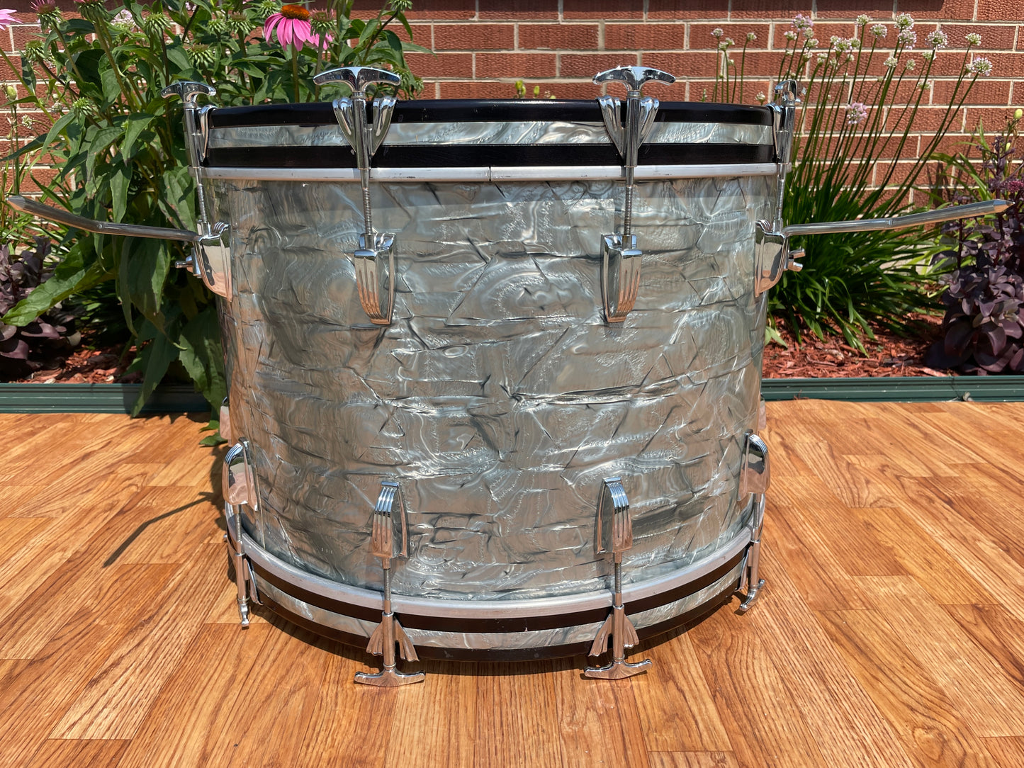 1960 Ludwig 14x22 Classic Bass Drum Sky Blue Pearl Trans Badge