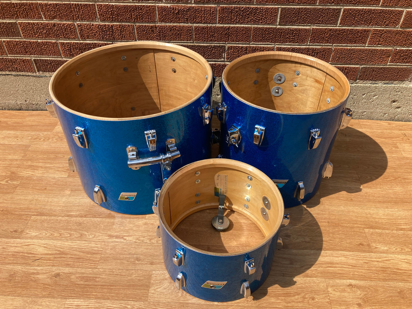 1970s Ludwig 3-Ply Bop Drum Set Blue Sparkle 18/12/14