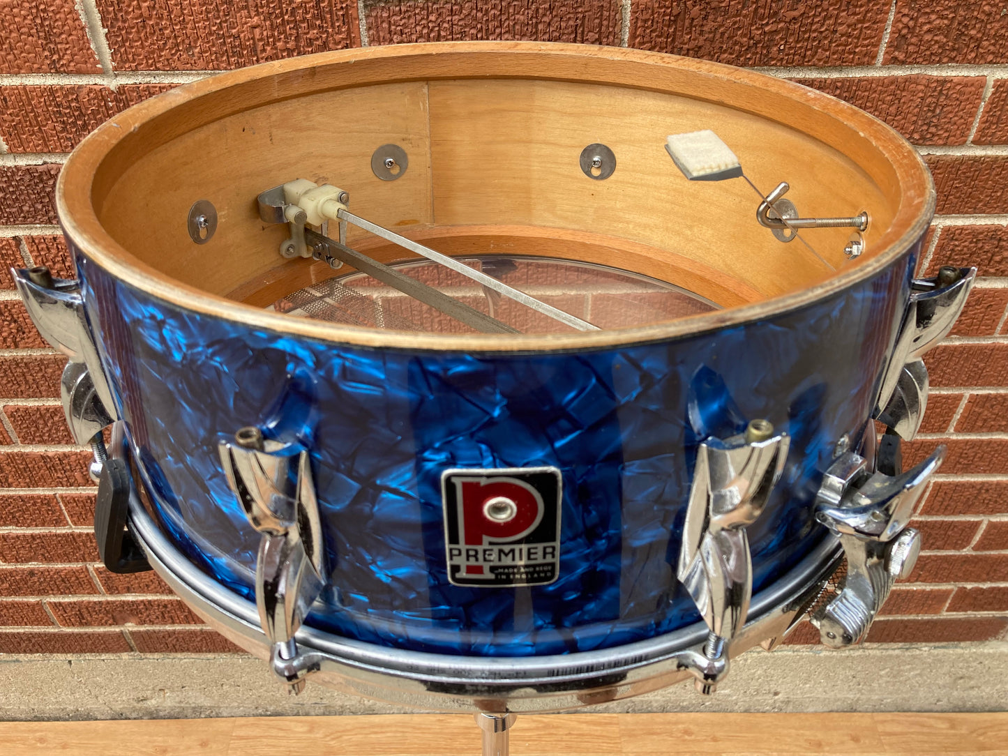 1960s Premier 5.5x14 Royal Ace Snare Drum Blue Pearl