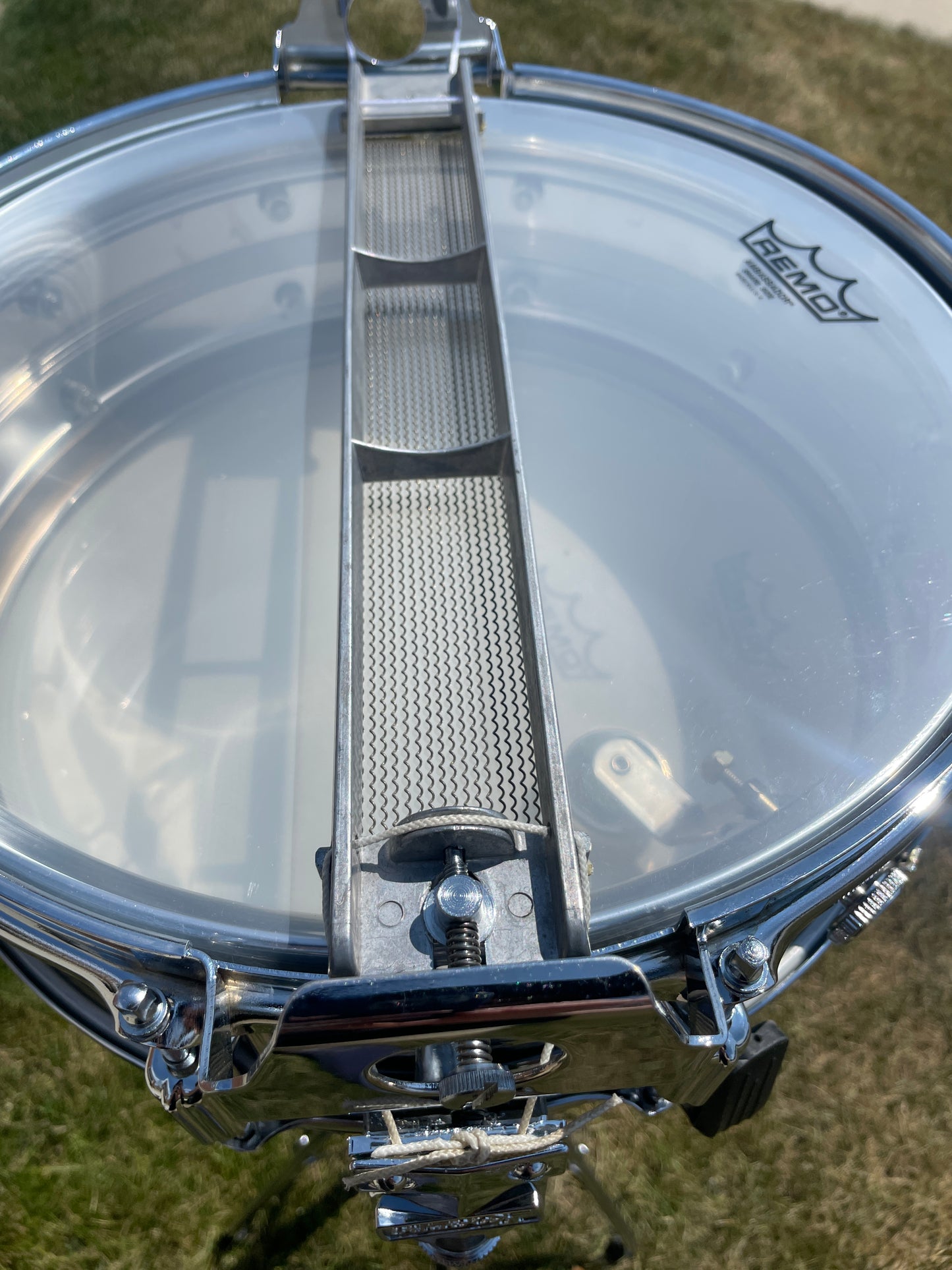 Early 1970s Rogers Dyna-Sonic 5-Line 5x14 Snare Drum Chrome Over Brass Dynasonic COB
