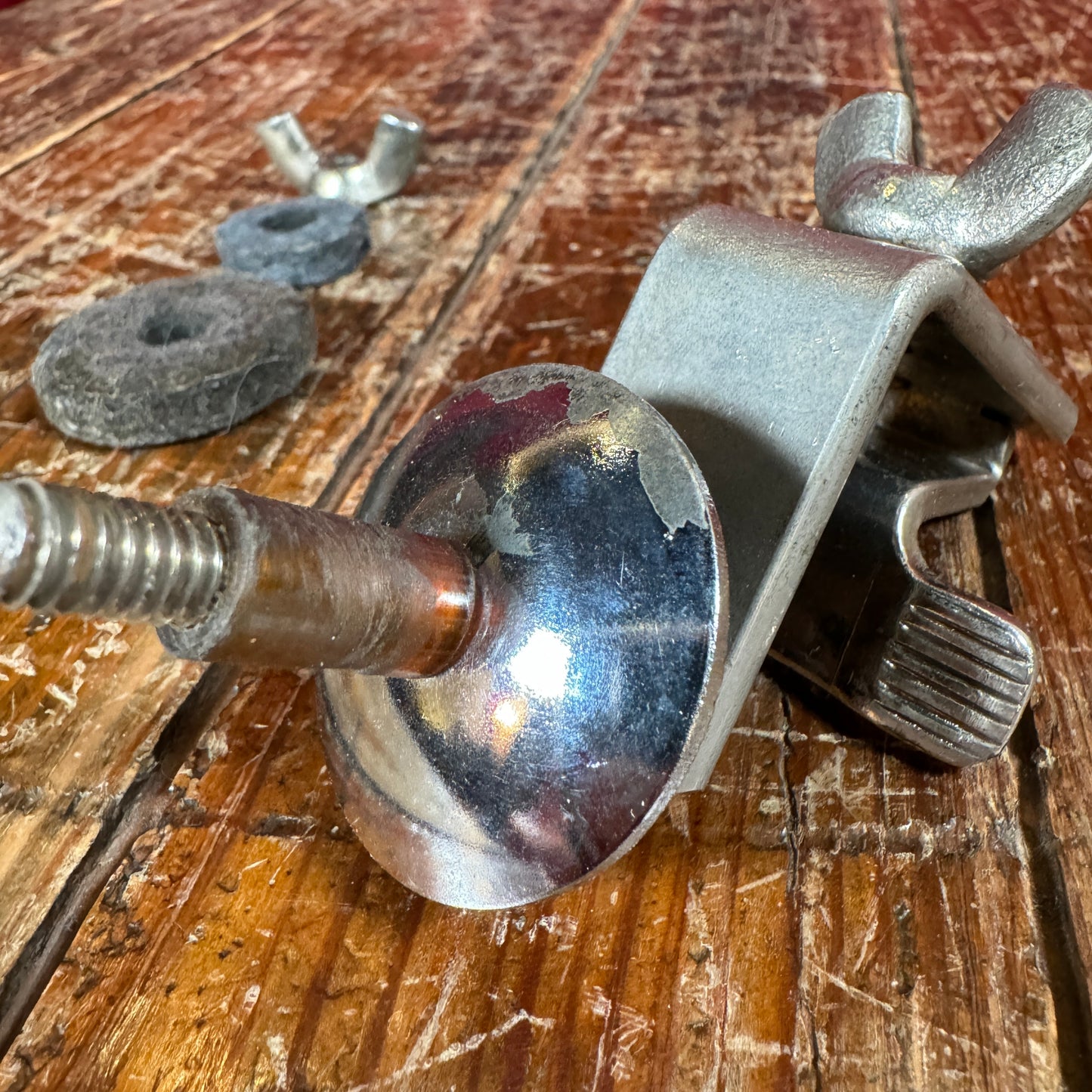1940s-1950s WFL No. 1379 Brush Cymbal Holder Ludwig Hoop Mounted Clamp