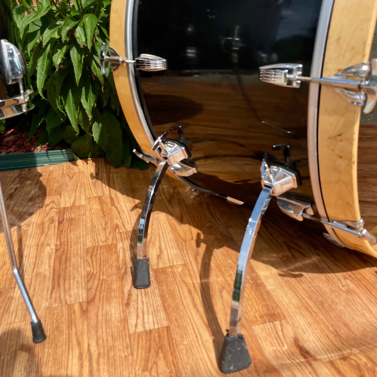 1970s Ludwig 3pc Drum Set Black Cortex 28/15/18 3 Ply