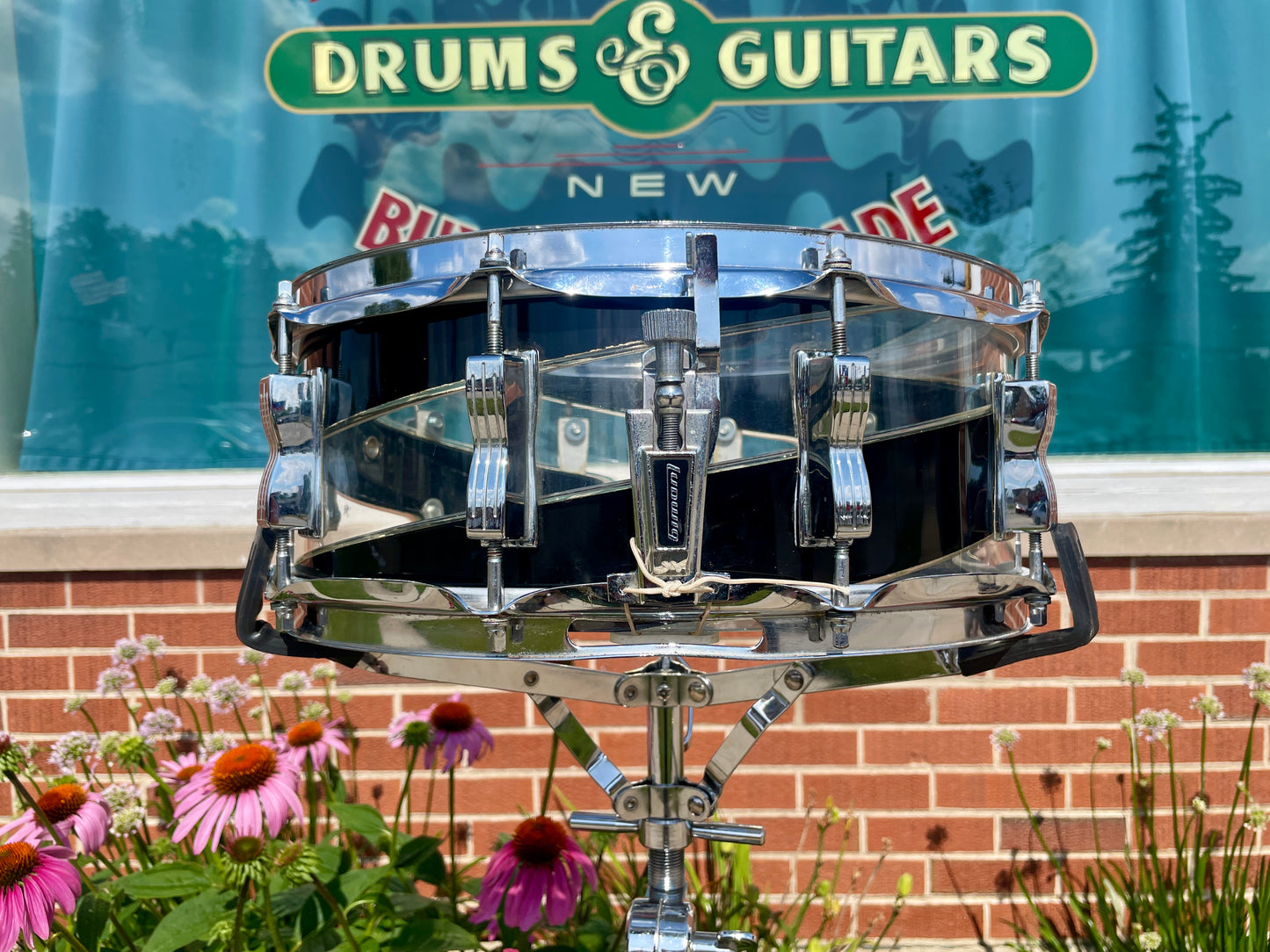 1970s Ludwig Vistalite 5x14 Snare Drum Black/Clear Spiral 3-Band Swirl Pattern C
