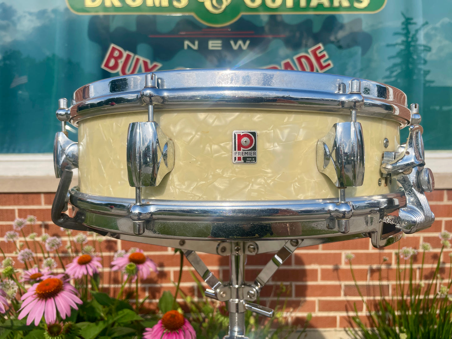1960s Premier 4x14 Royal-Ace White Marine Pearl
