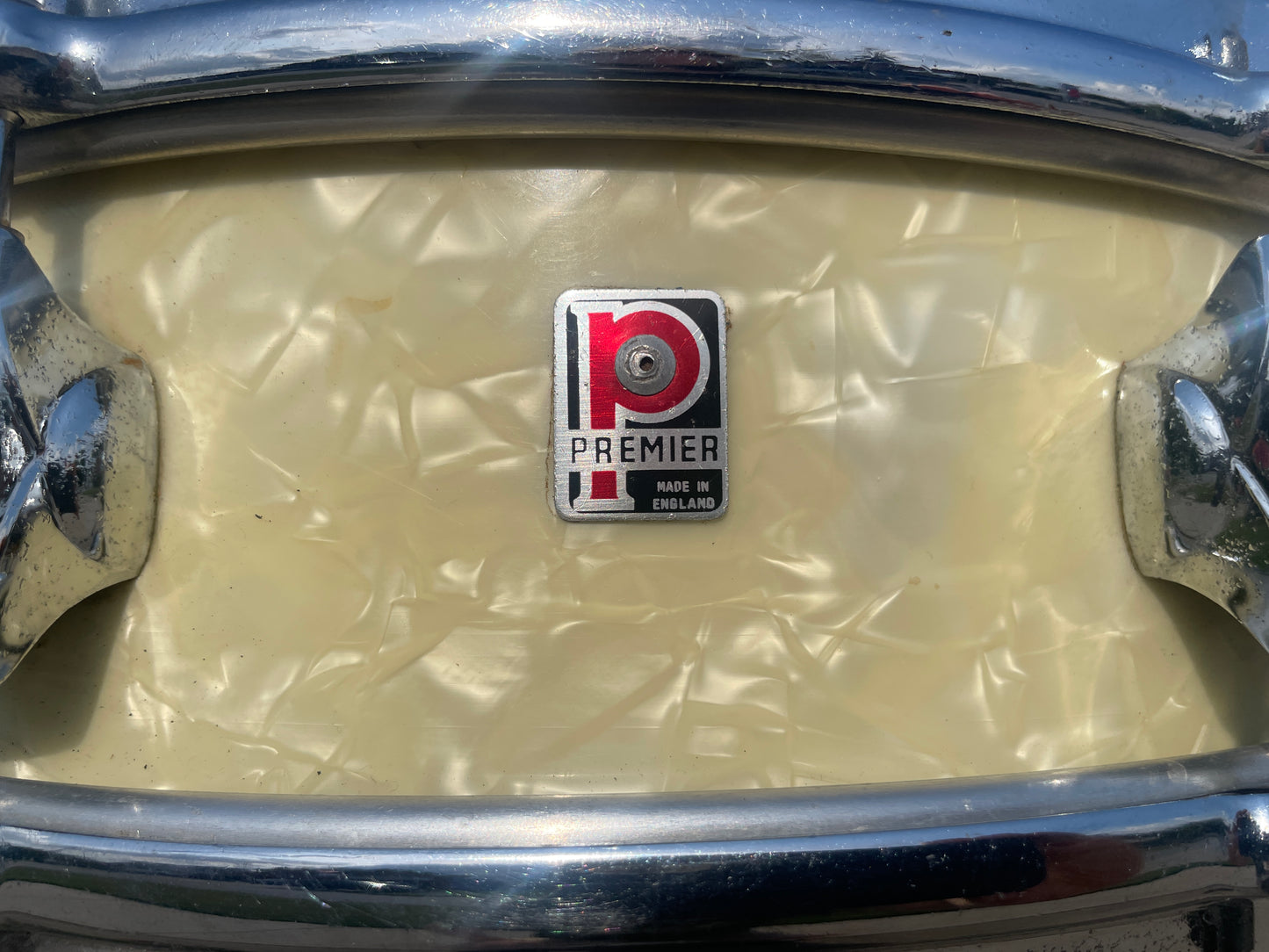 1960s Premier 4x14 Royal-Ace White Marine Pearl
