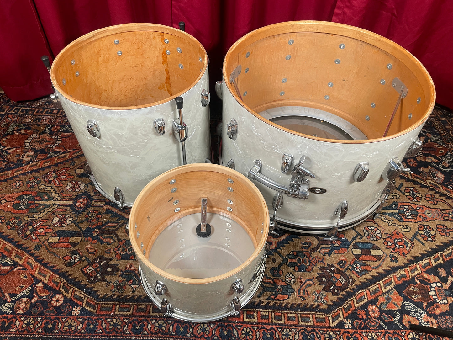 1960s Slingerland Gene Krupa Deluxe Outfit Drum Set White Marine Pearl 22/13/16