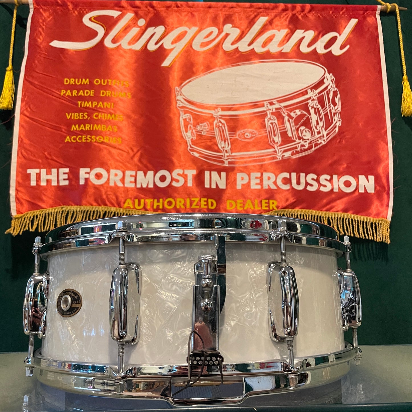 1962 Slingerland 5.5x14 No. 146 Hollywood Ace Snare Drum White Marine Pearl