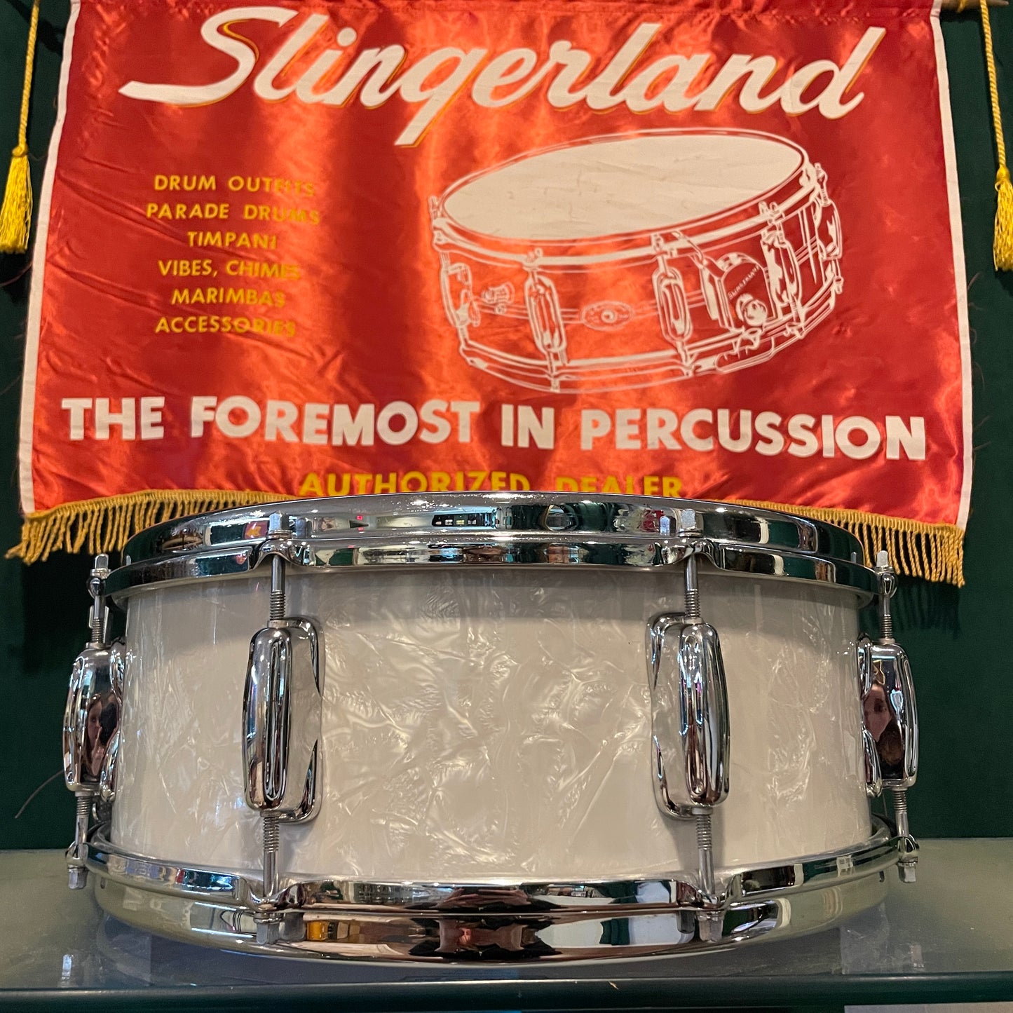 1962 Slingerland 5.5x14 No. 146 Hollywood Ace Snare Drum White Marine Pearl